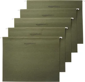 Amazon Basics Hanging Organizer File Folder, Letter Size, Green - Pack of 25