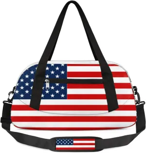 American Flag 4th Of July Duffel Bag for Women Men Travel Bag Small Gym Bag Waterproof Workout Overnight Tote Bag for Sport Dance Weekend Yoga