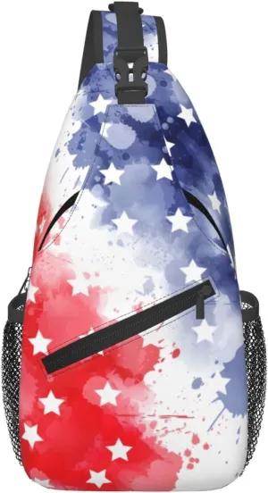 American Flag Crossbody Sling Bag For Women Men Fashion Chest Bag Shoulder Bag Sling Backpack Travel Hiking Casual Sport Daypack