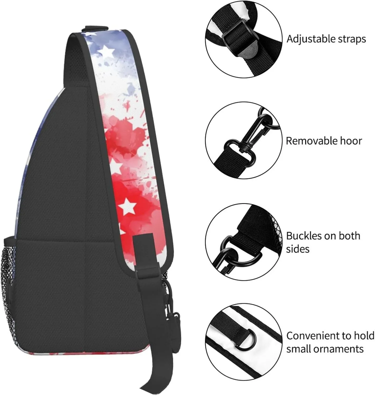 American Flag Crossbody Sling Bag For Women Men Fashion Chest Bag Shoulder Bag Sling Backpack Travel Hiking Casual Sport Daypack