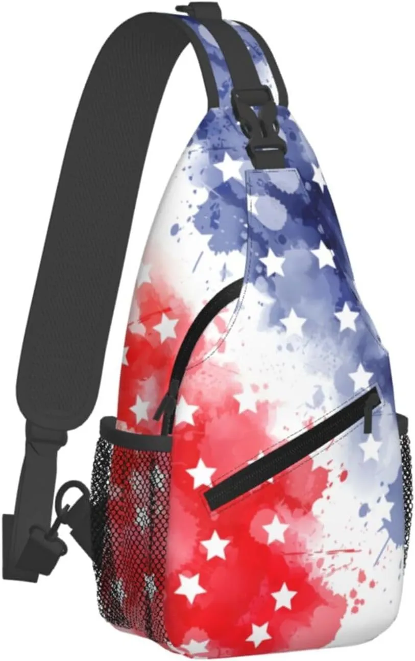American Flag Crossbody Sling Bag For Women Men Fashion Chest Bag Shoulder Bag Sling Backpack Travel Hiking Casual Sport Daypack