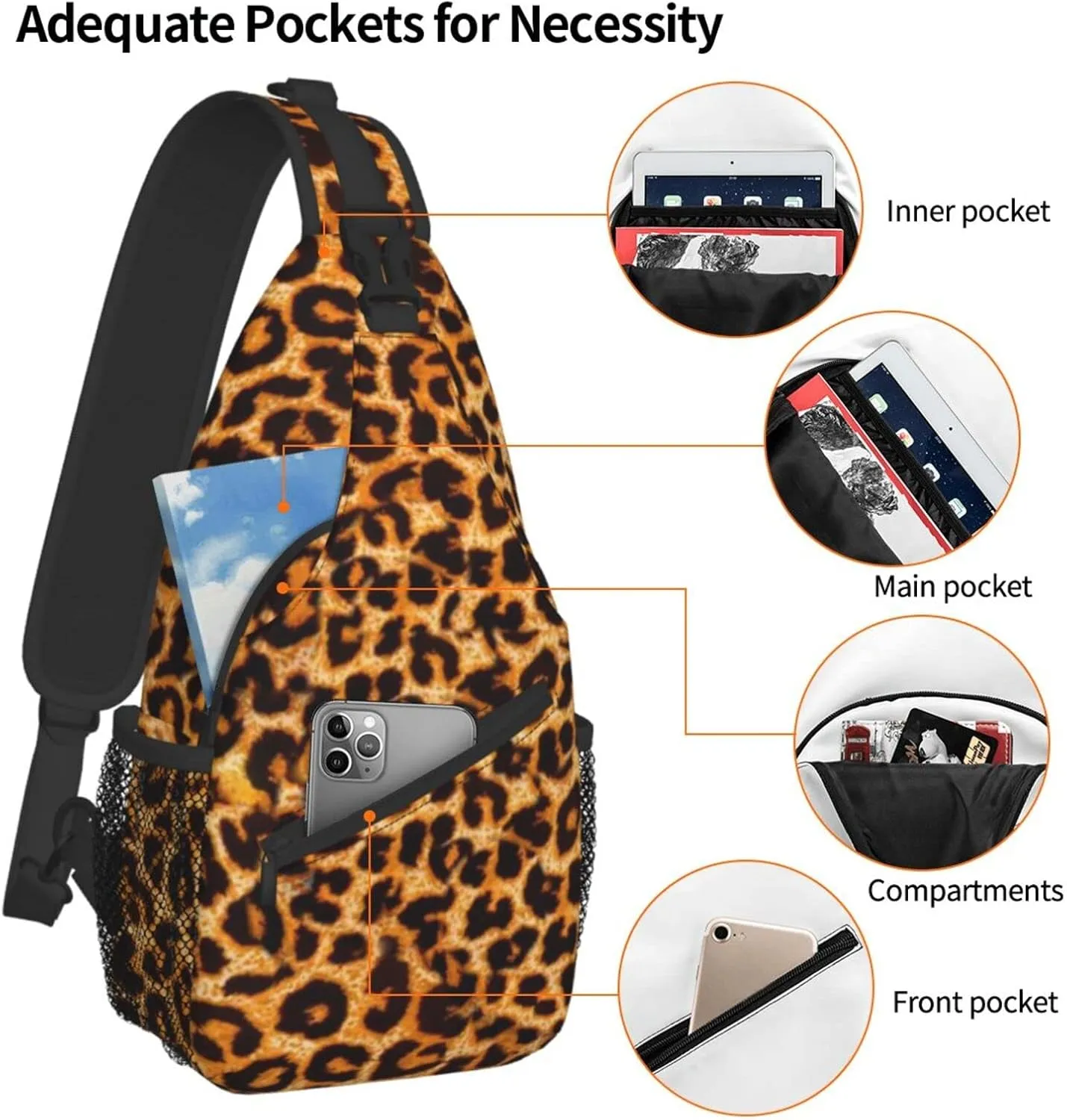 AMRANDOM Sling Bag Multipurpose Chest Crossbody with Adjustable Strap Outdoor Backpack