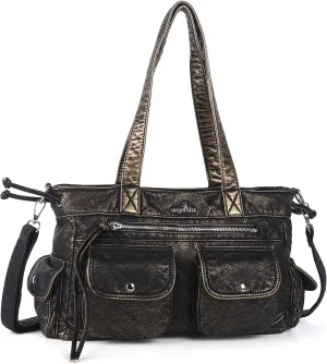 Angel Kiss Handbags for Women Soft Vegan Leather Purses Multiple Pockets Shoulder Bags Ladies Roomy Zippers Tote Bag