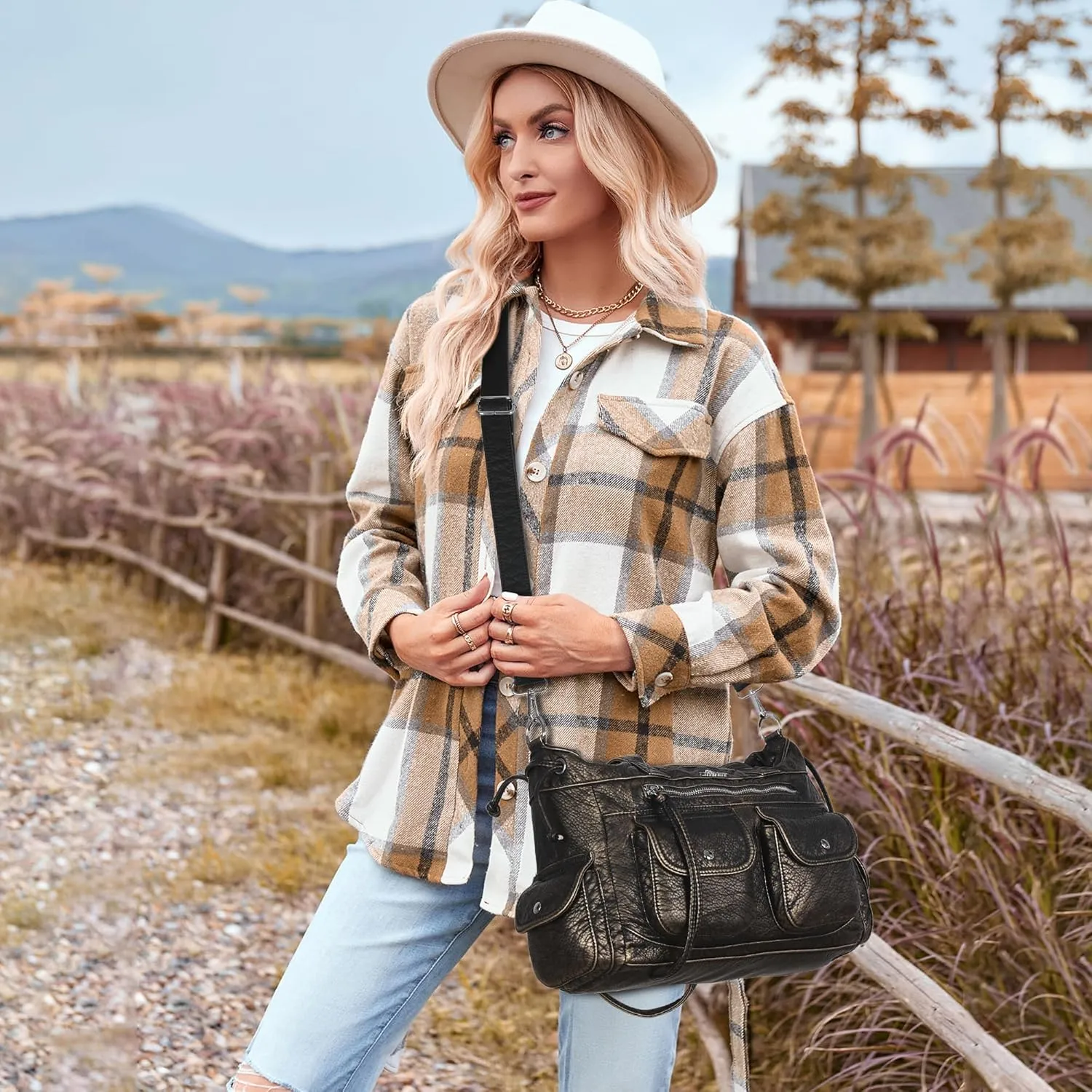 Angel Kiss Handbags for Women Soft Vegan Leather Purses Multiple Pockets Shoulder Bags Ladies Roomy Zippers Tote Bag