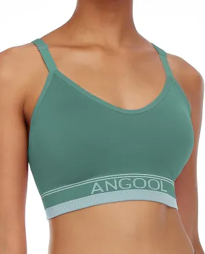 ANGOOL Strappy Sports Bra for Women, Longline Medium Support Yoga Bra Wirefree Padded Sports Bra with Adjustable Straps