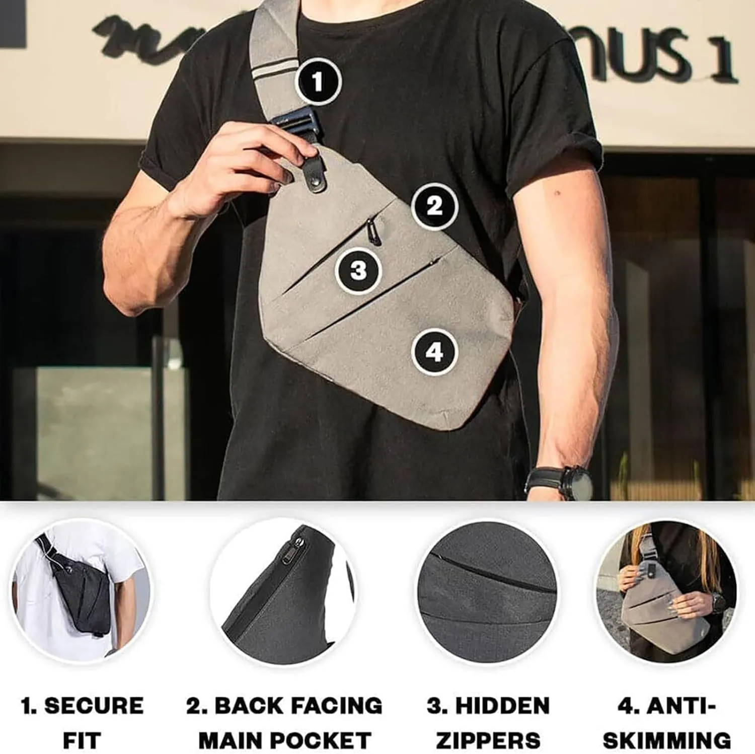 Anti Theft Travel Bag Anti-Theft Bag Slim Sling Bag Cross Body Travel Bag (Sky Blue,Left Shoulder)