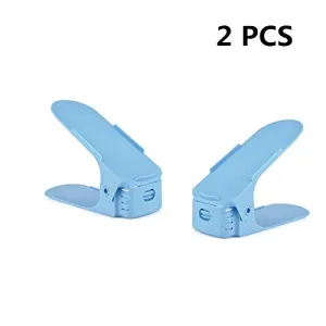 Aosreng 1Pack Shoe Organizers Double Shoe Rack Organiser Shoes Stack Slot Storage Shoebox Stand Plastic Shoes Shelf Holder Woman Sandal Blue 2pcs