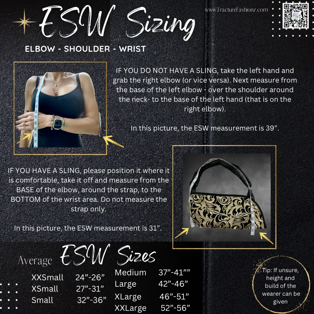 Arm Sling | Black Shimmer Designer Arm Sling