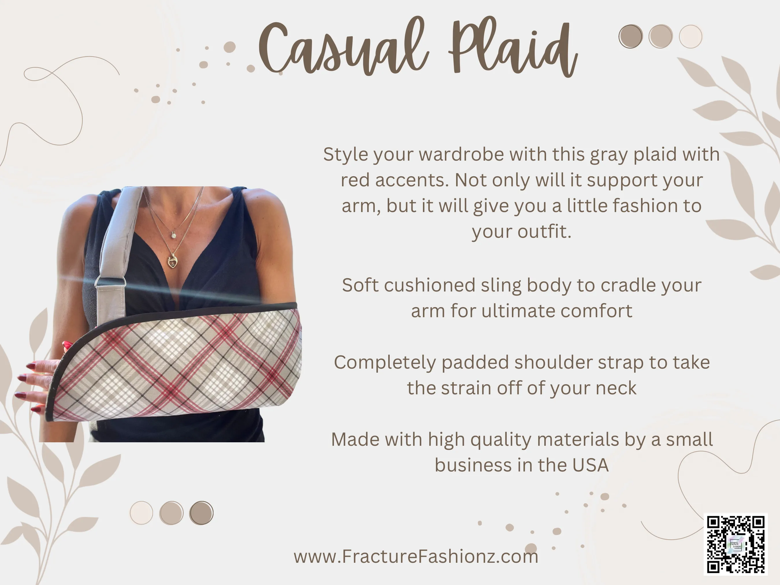 Arm Sling | Casual Plaid Fashion Arm Sling