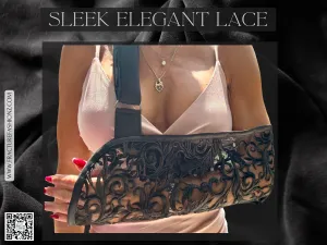 Arm Sling | Sleek Elegant Black Lace Arm Sling - Designer Embroidered Black Lace