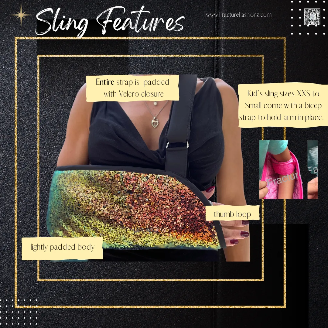 Arm Sling | Sleek Elegant Black Lace Arm Sling - Designer Embroidered Black Lace