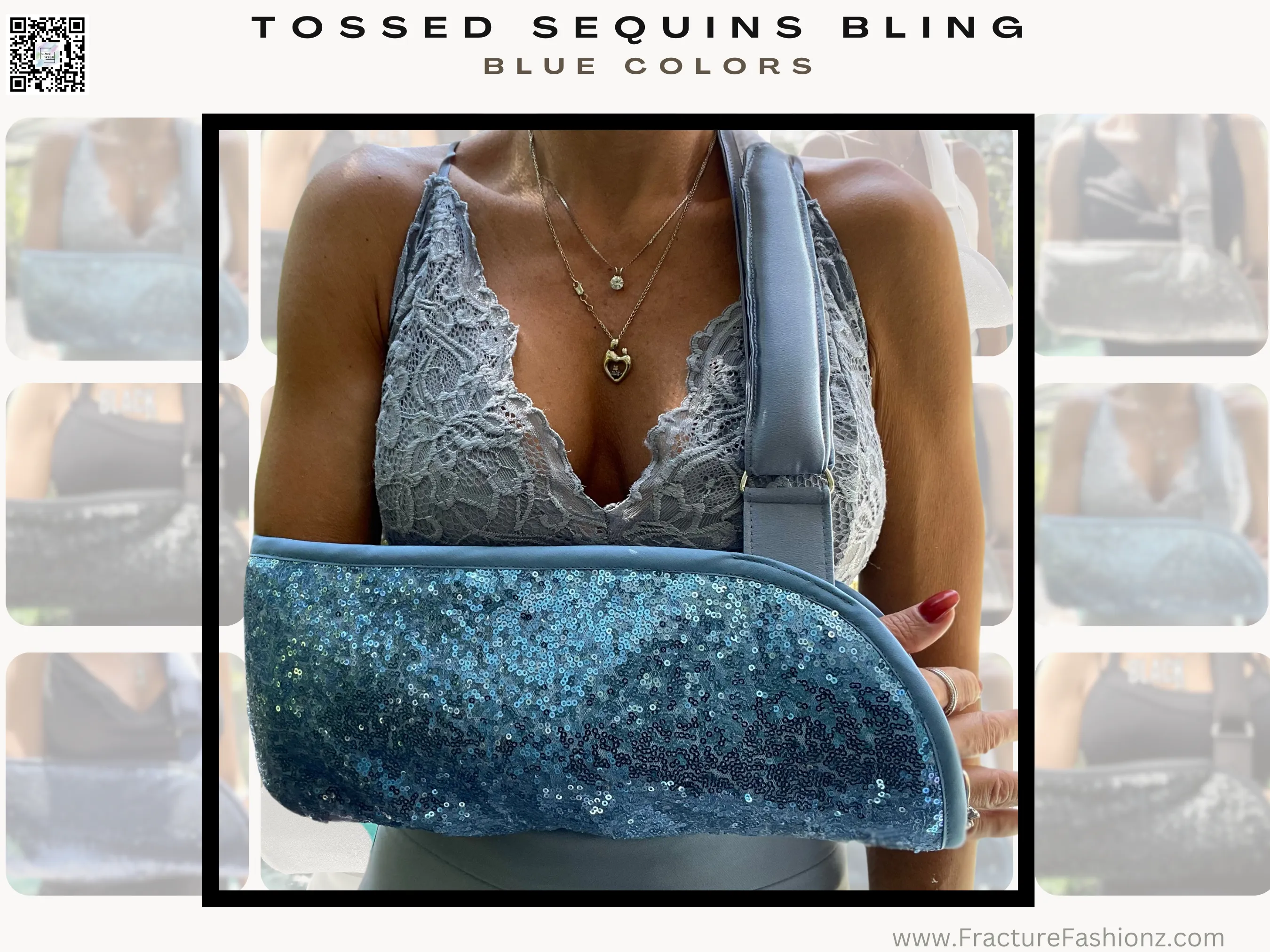 Arm Sling | Tossed Sequins Bling Arm Sling - Blues
