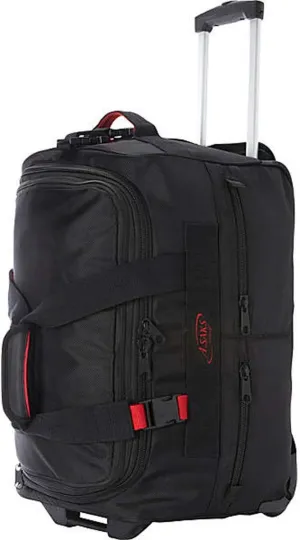A.SAKS Luggage Lightweight Rolling Trolley Duffel with Wheels (Black/Red, 20-inch)