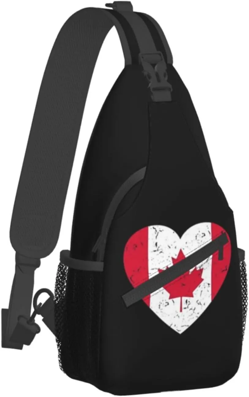 ASYG Cute Canada Flag Sling Bag Crossbody Sling Backpack Canadian Chest Shoulder Backpack Men Women Hiking Outdoor