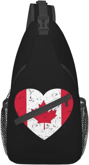 ASYG Cute Canada Flag Sling Bag Crossbody Sling Backpack Canadian Chest Shoulder Backpack Men Women Hiking Outdoor