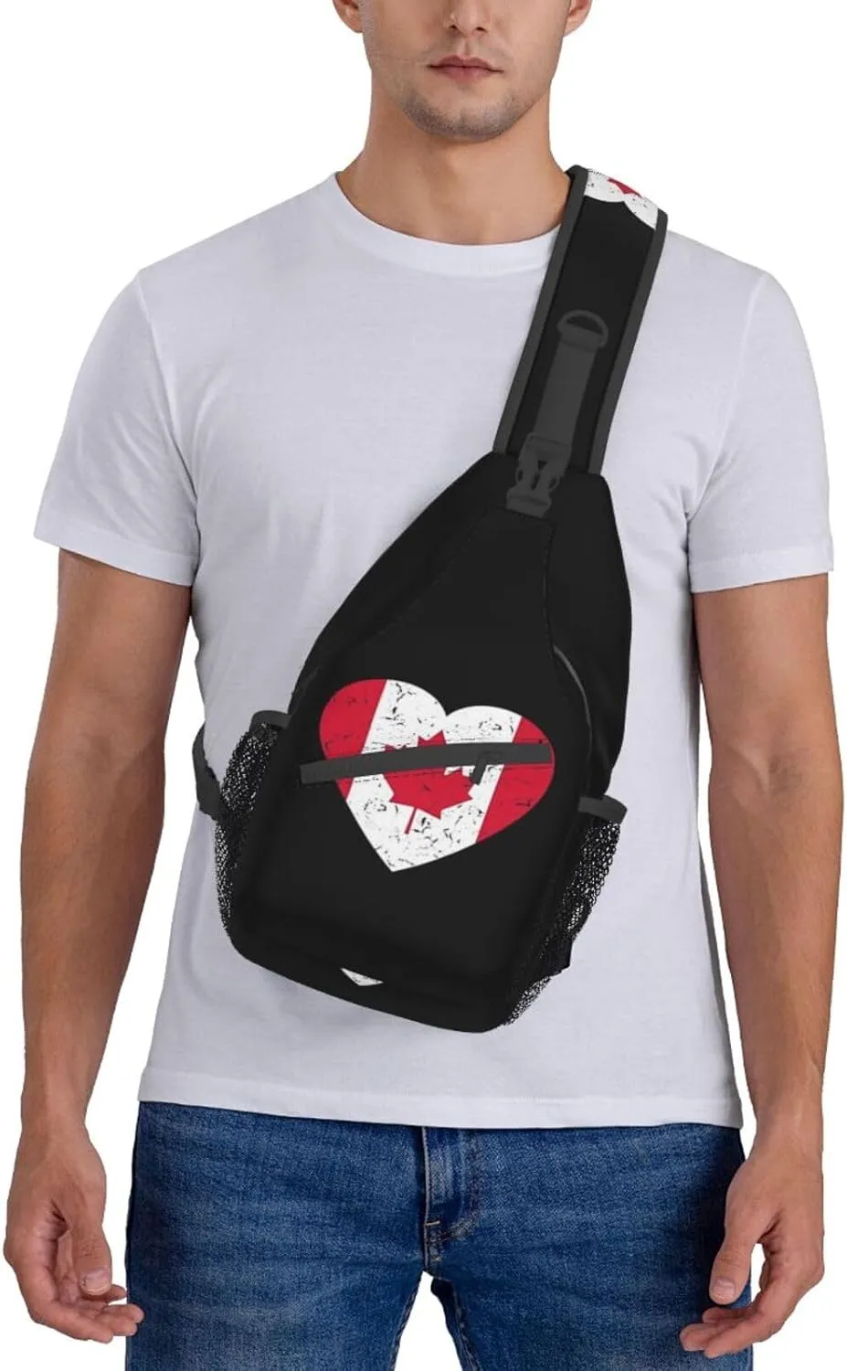 ASYG Cute Canada Flag Sling Bag Crossbody Sling Backpack Canadian Chest Shoulder Backpack Men Women Hiking Outdoor