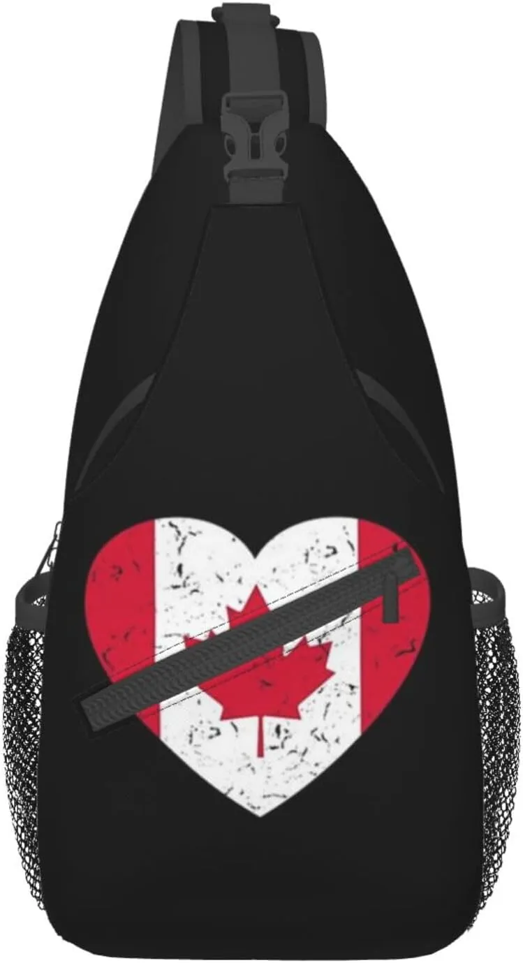 ASYG Cute Canada Flag Sling Bag Crossbody Sling Backpack Canadian Chest Shoulder Backpack Men Women Hiking Outdoor