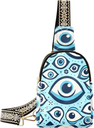 Augenstern Women Crossbody Sling Backpack Greece-bead-blue-eye Girl Chest Bag Daypack for Hiking Traveling