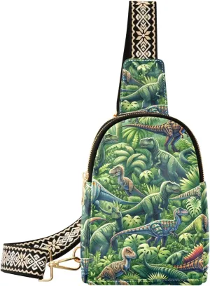 Augenstern Women Crossbody Sling Backpack Jurassic-dinosaur Girl Chest Bag Daypack for Hiking Traveling