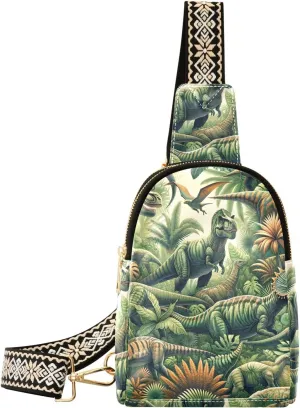 Augenstern Women Crossbody Sling Backpack Jurassic-dinosaur-lover Girl Chest Bag Daypack for Hiking Traveling