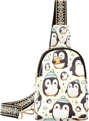 Augenstern Women Crossbody Sling Backpack Kawaii-emperor-penguin Girl Chest Bag Daypack for Hiking Traveling