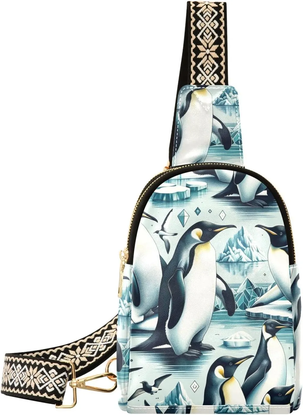 Augenstern Women Crossbody Sling Backpack Penguin-iceberg-funny Girl Chest Bag Daypack for Hiking Traveling