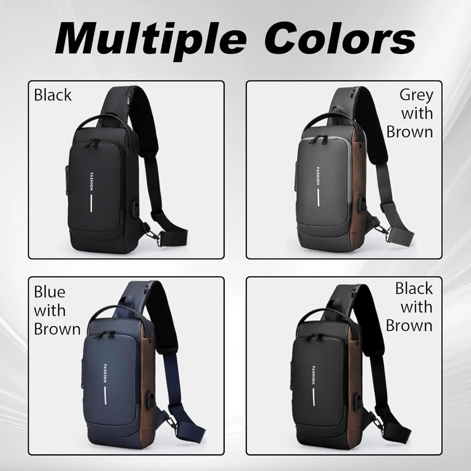 Auricz Bag, Auricz Sling Bag, New Carbon Fiber Streamline Anti-Theft Sling Bag, Sports Crossbody Anti-Theft Shoulder Backpack (Black Brown)