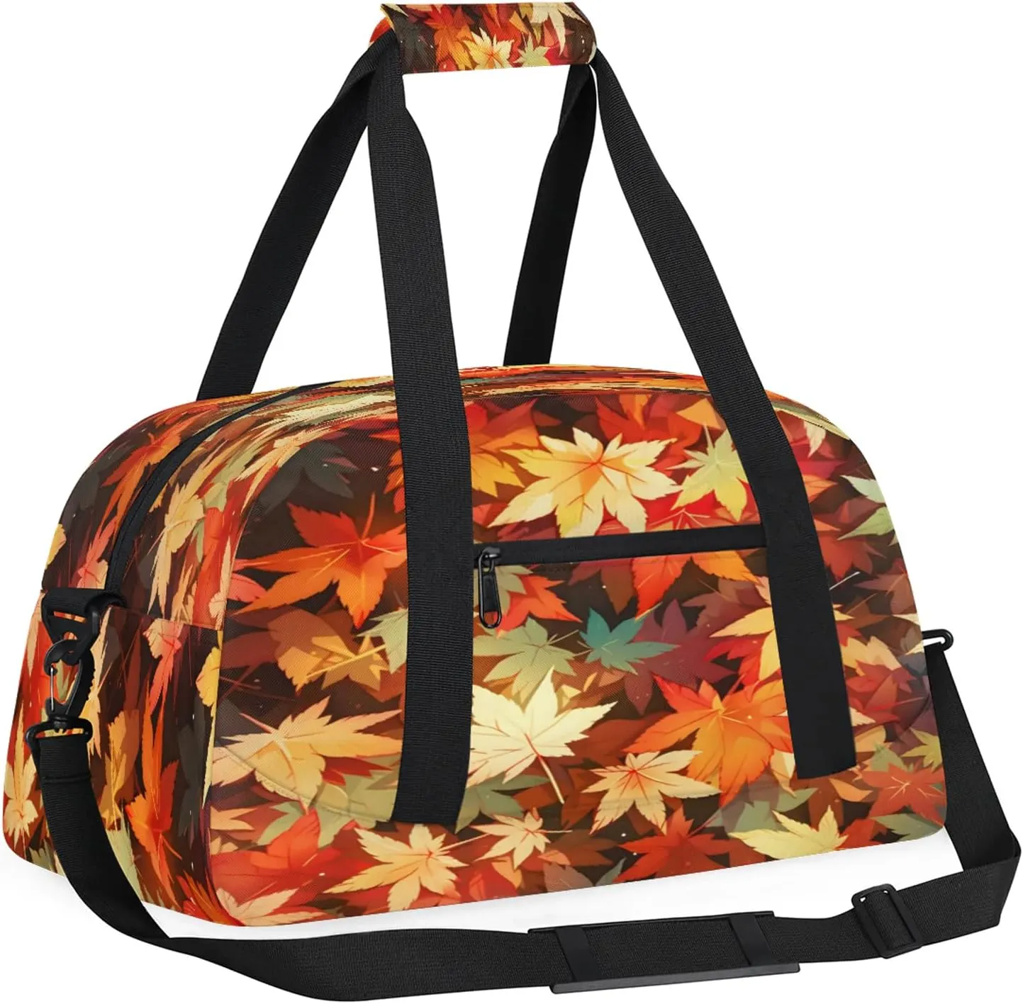 Autumn Fall Leaf Maple Leaves Small Gym Bag 18 inch Carry On Duffel Bag for Weekender Travel Sports Workout Yoga Gymnastics Dance Ballet