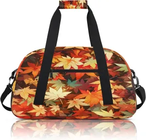 Autumn Fall Leaf Maple Leaves Small Gym Bag 18 inch Carry On Duffel Bag for Weekender Travel Sports Workout Yoga Gymnastics Dance Ballet