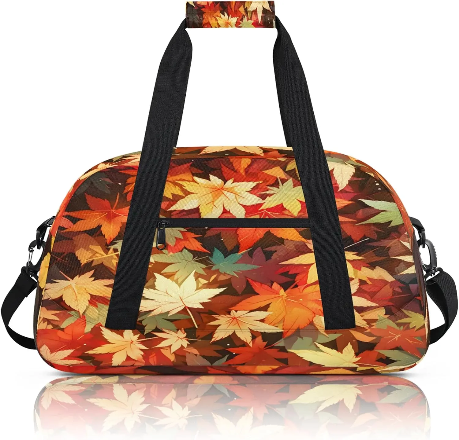 Autumn Fall Leaf Maple Leaves Small Gym Bag 18 inch Carry On Duffel Bag for Weekender Travel Sports Workout Yoga Gymnastics Dance Ballet