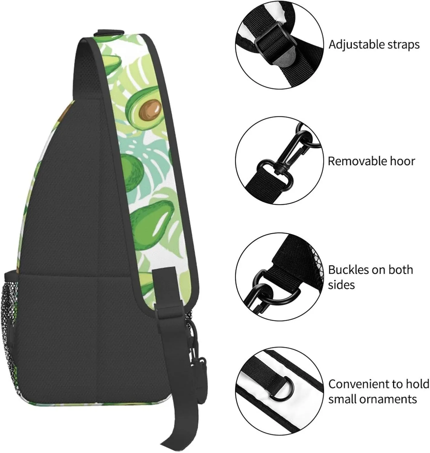 Avocado Crossbody Sling Bag For Women Men Fashion Chest Bag Shoulder Bag Sling Backpack Travel Hiking Casual Sport Daypack