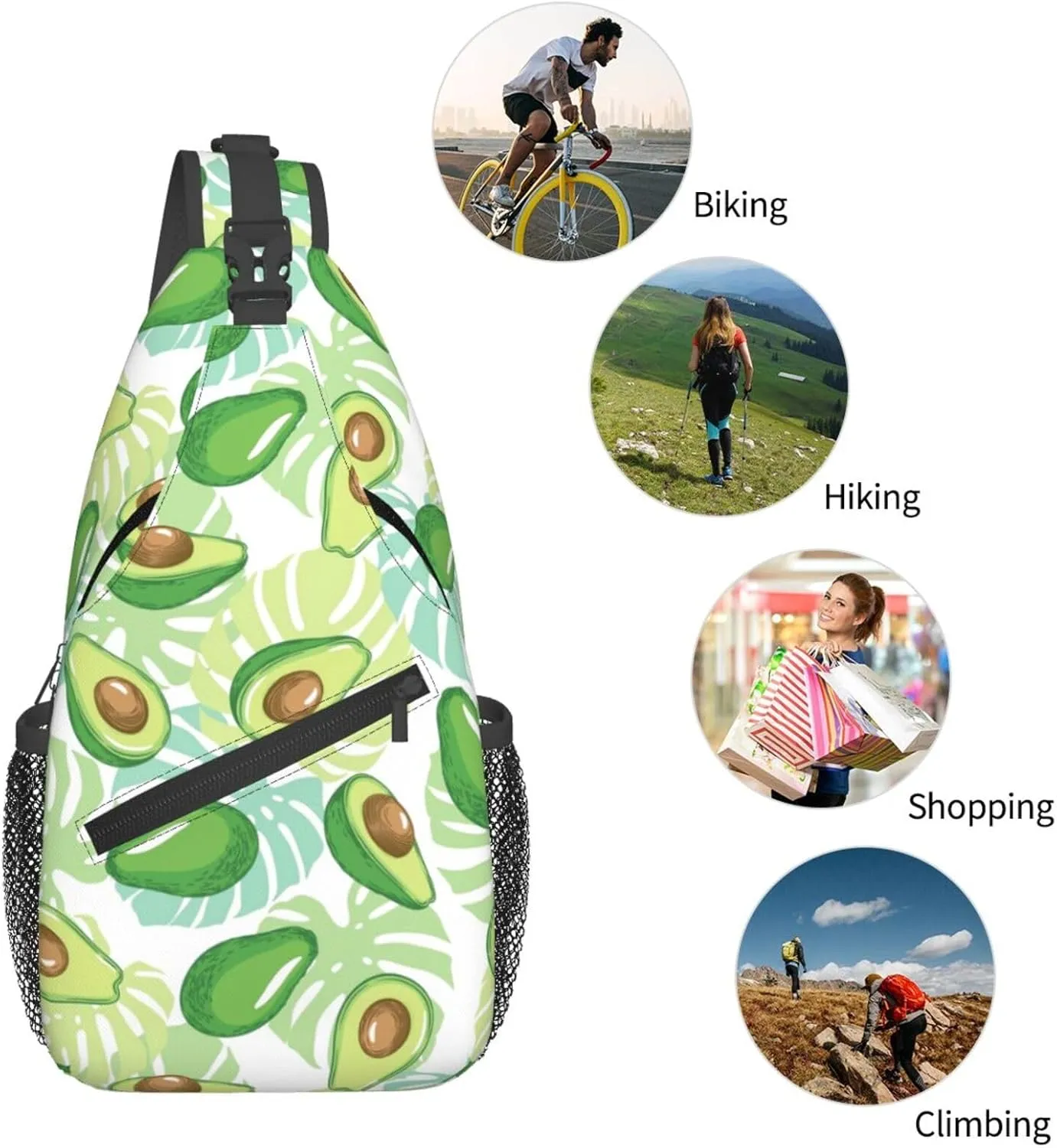 Avocado Crossbody Sling Bag For Women Men Fashion Chest Bag Shoulder Bag Sling Backpack Travel Hiking Casual Sport Daypack