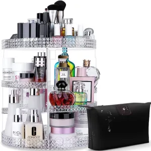 Awenia Makeup Organizer 360-Degree Rotating, Adjustable Makeup Storage, 7 Layers Large Capacity Cosmetic Storage Unit, Fits Different Types of Cosmetics and Accessories, Plus Size with Makeup Bag