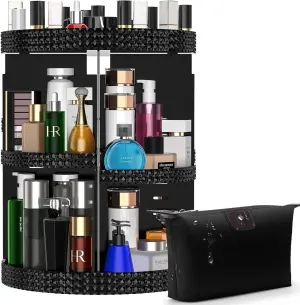 Awenia Makeup Organizer 360-Degree Rotating, Adjustable Makeup Storage, 7 Layers Large Capacity Cosmetic Storage Unit, Fits Different Types of Cosmetics and Accessories, Plus Size with Makeup Bag