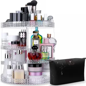 Awenia Makeup Organizer 360-Degree Rotating, Adjustable Makeup Storage, 7 Layers Large Capacity Cosmetic Storage Unit, Fits Different Types of Cosmetics and Accessories, Plus Size with Makeup Bag