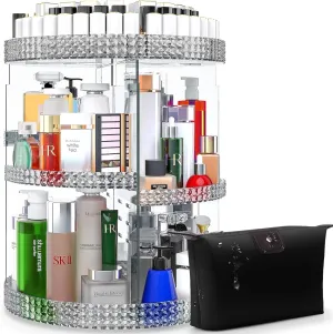 Awenia Makeup Organizer 360-Degree Rotating Plus Size, Adjustable Makeup Storage, 7 Layers Large Capacity Cosmetic Storage Unit,Fits Different Types of Cosmetics and Accessories with Makeup Bag
