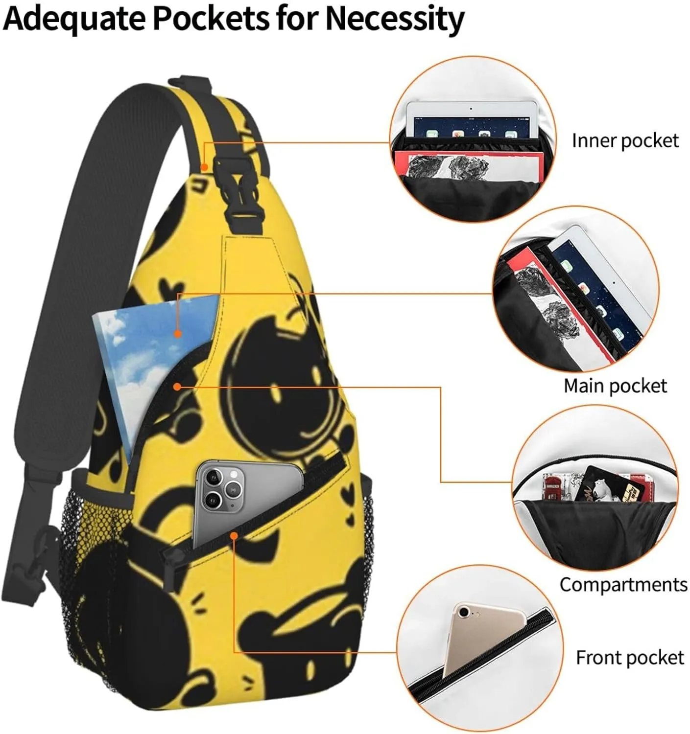 B-fdi Fashion Casual Crossbody Bag Chest Bag Sling Bag Travel Daypack For Women Men Black