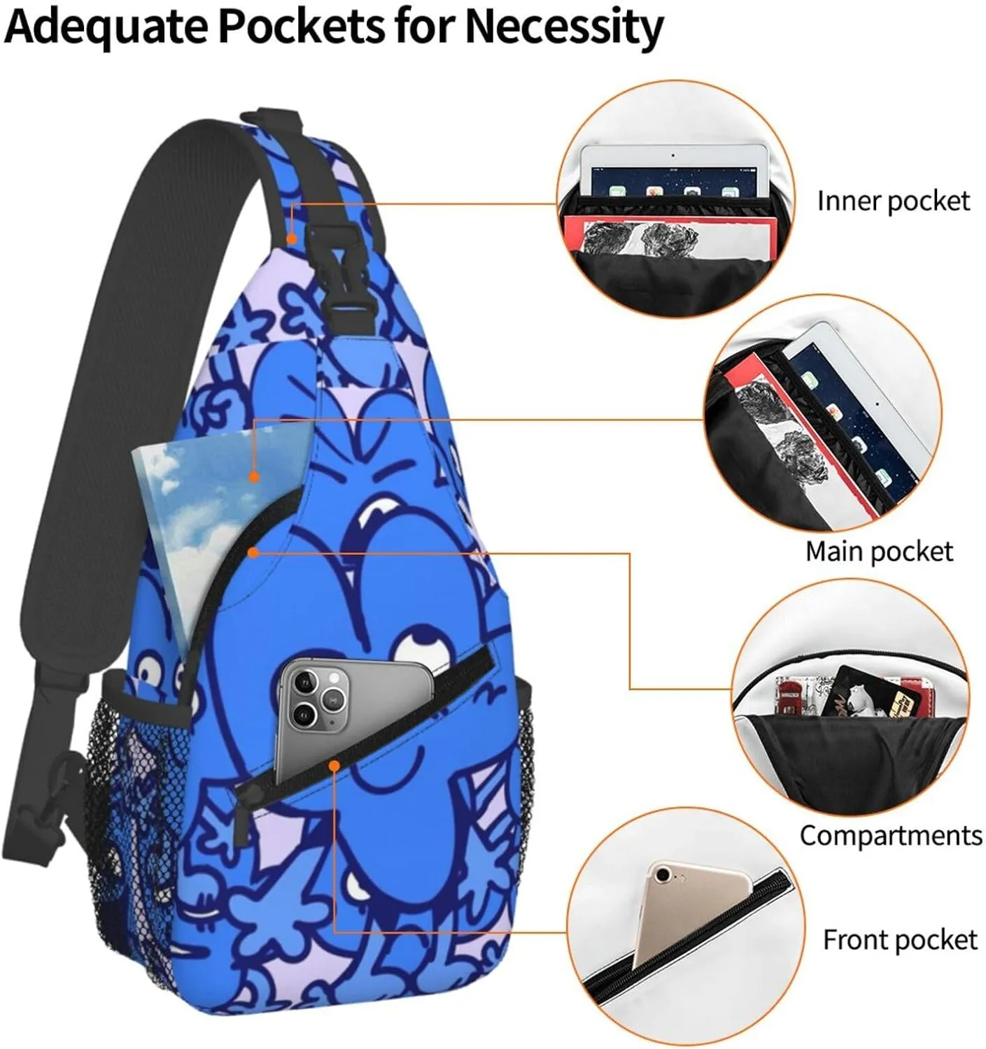 B-fdi Fashion Casual Crossbody Bag Chest Bag Sling Bag Travel Daypack For Women Men Black