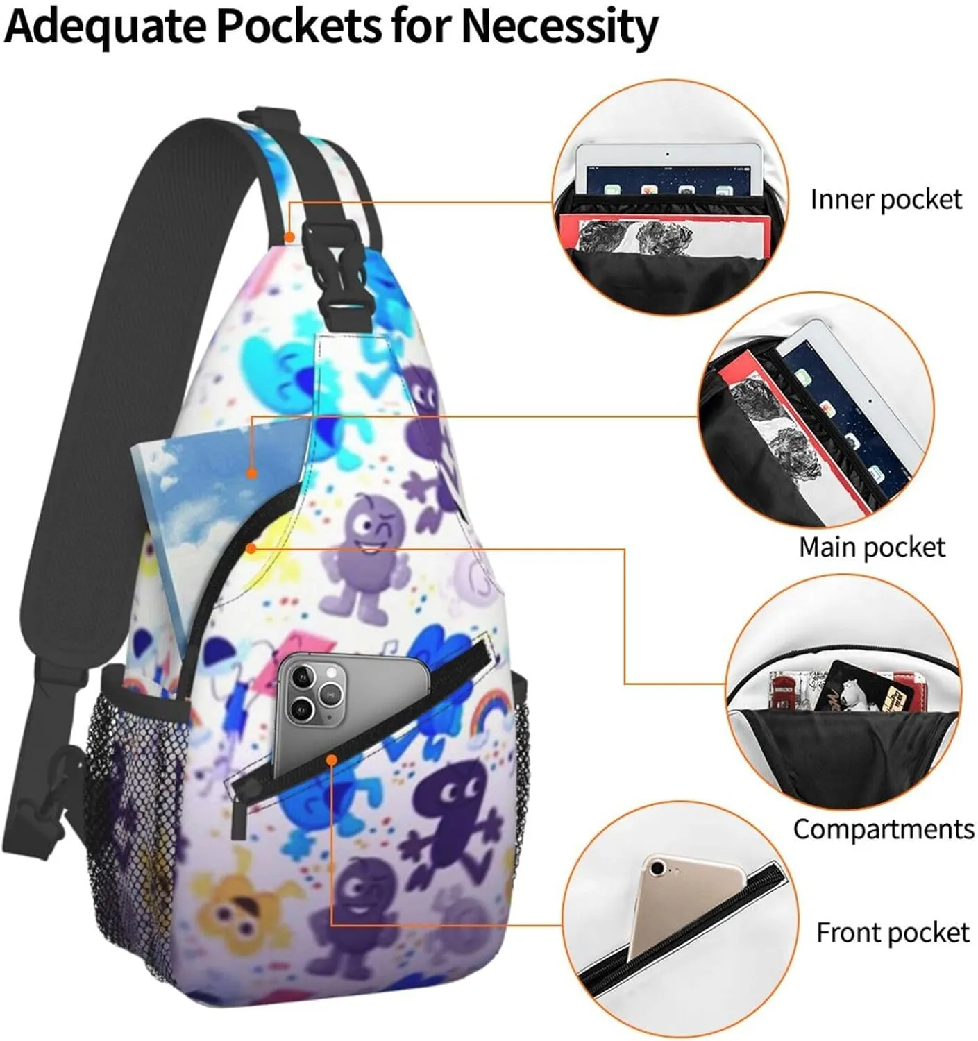 B-fdi Fashion Casual Crossbody Bag Chest Bag Sling Bag Travel Daypack For Women Men Black