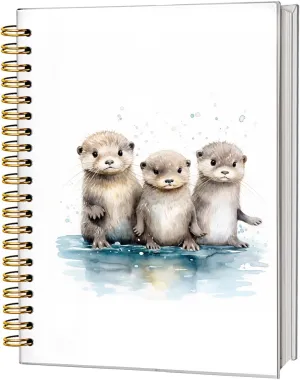 Baby Otter Cute Notebook Journal, Sea Otter Gifts, Cute Notebooks for Women Girls Otter Lovers, College Ruled Hardcover Spiral Notebook Journal for Work Notes Journaling 5.5x8.3