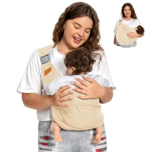 Baby Sling Carrier, Baby Carrier Newborn to Toddler(7-45lbs), Toddler Carrier with Safety Buckle, One Shoulder Adjustable Shoulder Strap, One Size Fits All, Beige