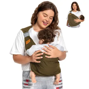 Baby Sling Carrier, Baby Carrier Newborn to Toddler(7-45lbs), Toddler Carrier with Safety Buckle, One Shoulder Adjustable Shoulder Strap, One Size Fits All, Brown
