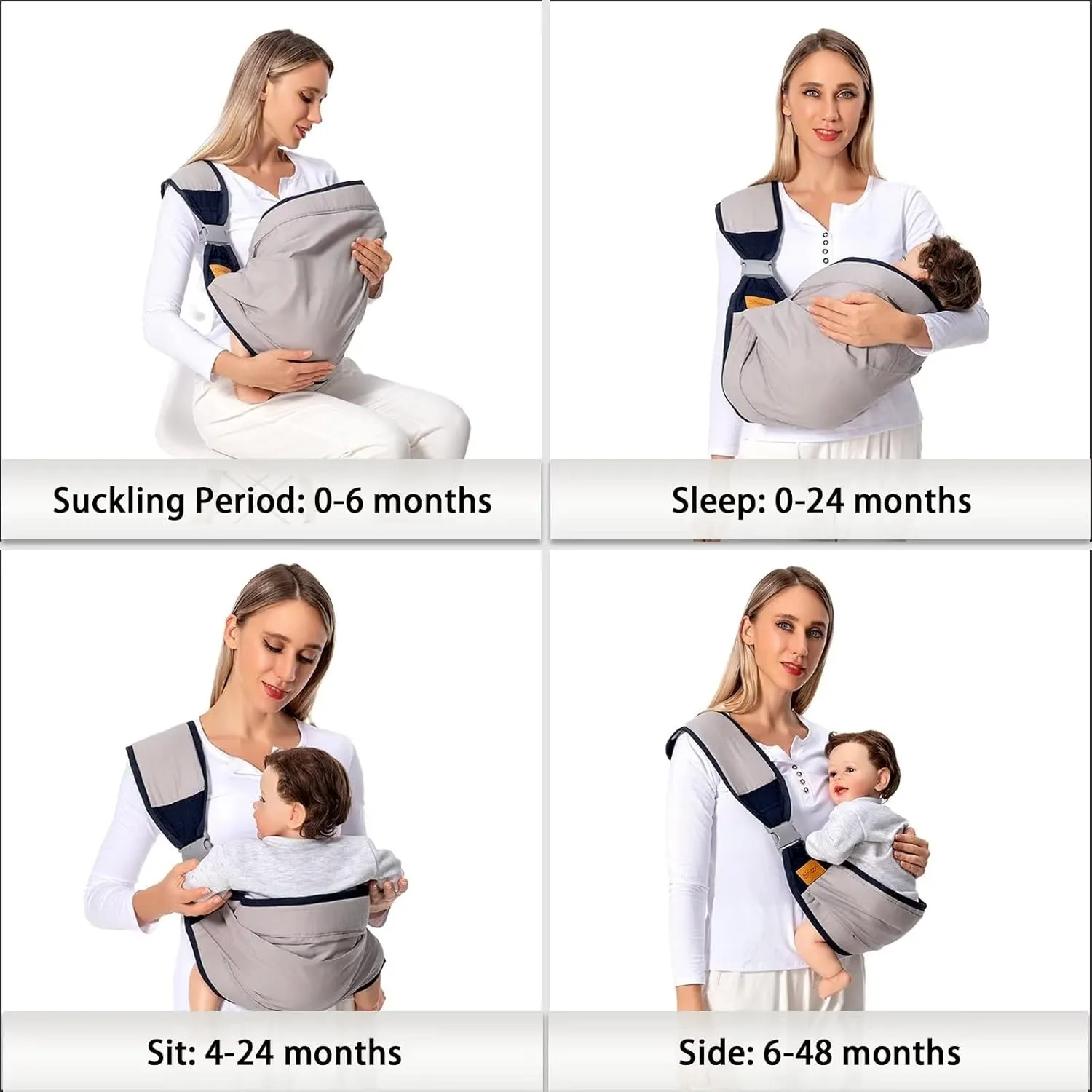Baby Sling Carrier, Baby Carrier Newborn to Toddler(7-45lbs), Toddler Carrier with Safety Buckle, One Shoulder Adjustable Shoulder Strap, One Size Fits All, Brown