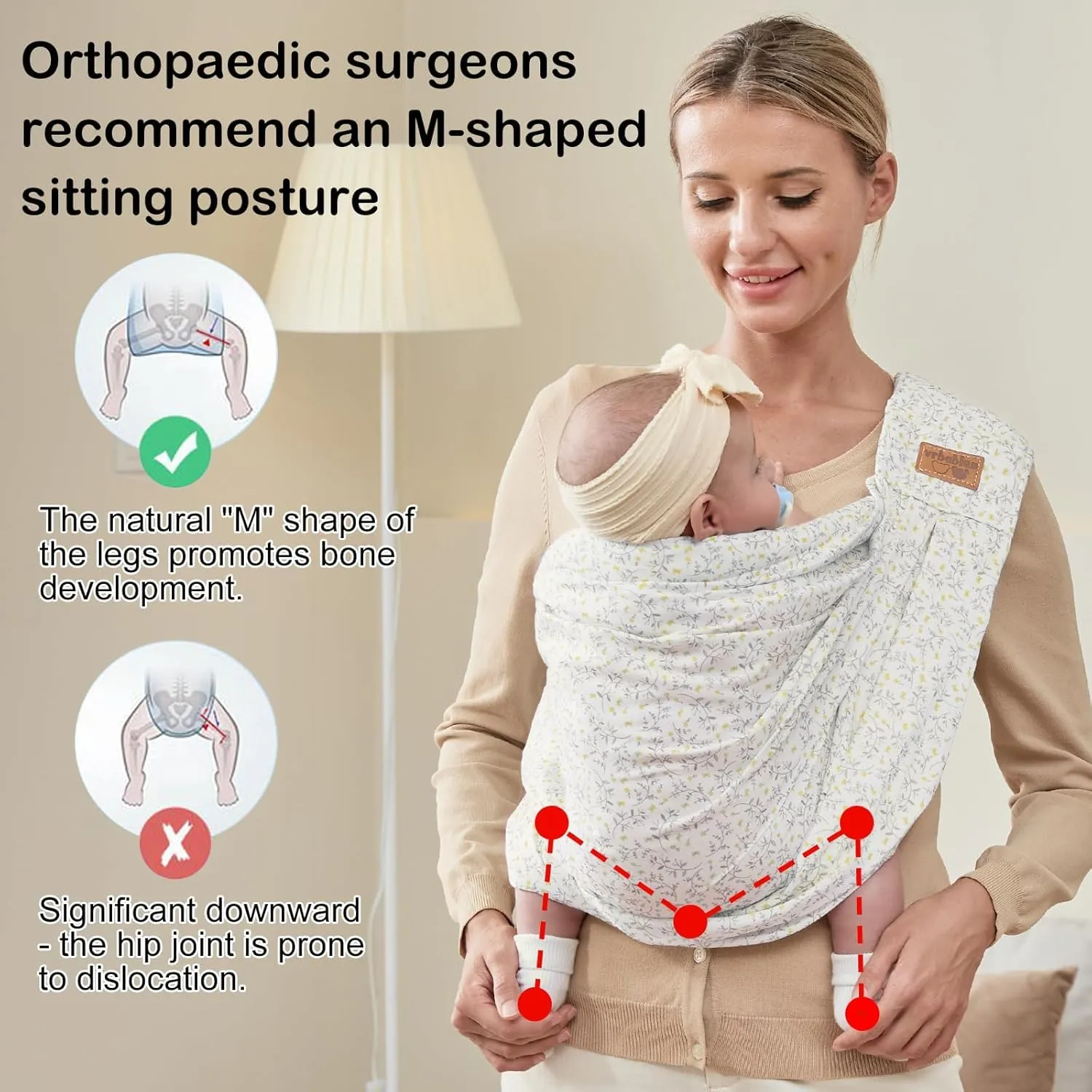 Baby Sling Carrier Newborn, Adjustable Easy Wearing Baby Nursing Warp Sling, New Mom Dad Soft Cotton Baby Front Holder Carrier for Infant Toddler Life Travel Essential Gifts (Yellow Flower)