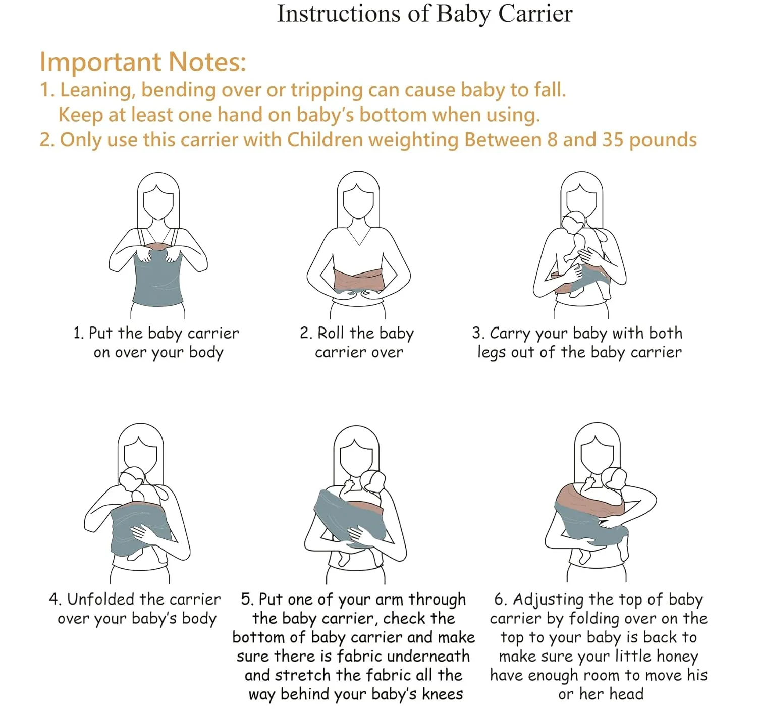 Baby Wrap Carrier, Perfect Baby Carrier Wrap Sling for Newborn and Infant up to 35 lbs. (Steel Blue, M (S, M, L of Clothing Size))