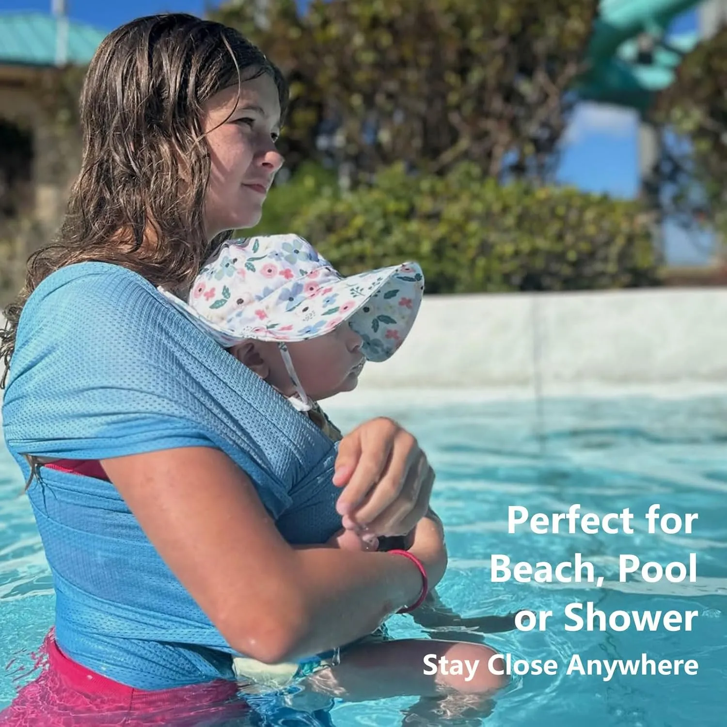 Baby Wrap Sling Carrier for Newborn, Infant, Toddler, Kid | Breathable Lightweight Stretch Mesh Water Sling | Nice for Summer, Pool, Beach, Swimming | Perfect Shower Gift Rose