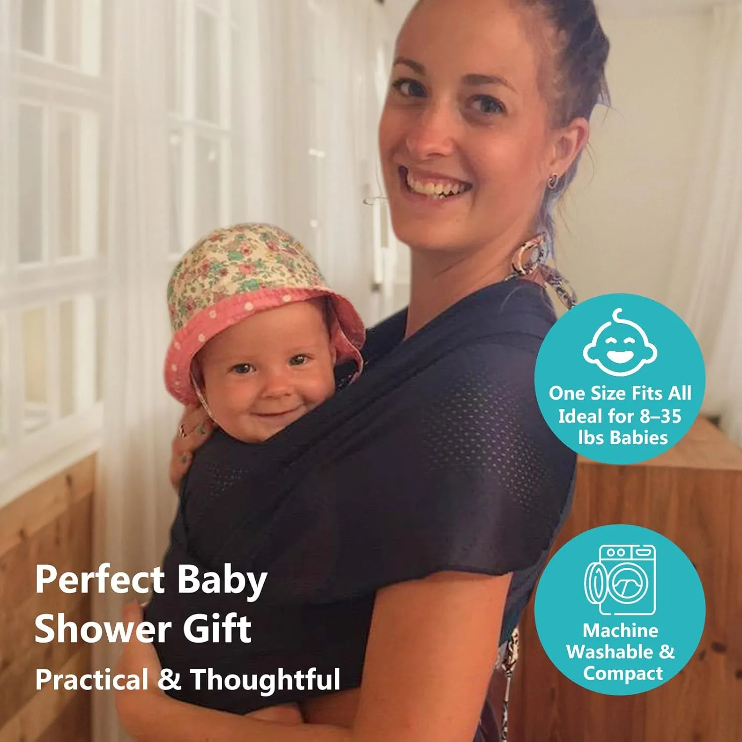 Baby Wrap Sling Carrier for Newborn, Infant, Toddler, Kid | Breathable Lightweight Stretch Mesh Water Sling | Nice for Summer, Pool, Beach, Swimming | Perfect Shower Gift Rose