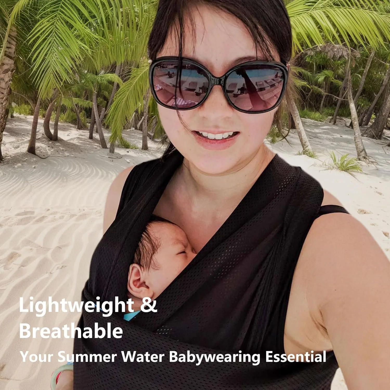 Baby Wrap Sling Carrier for Newborn, Infant, Toddler, Kid | Breathable Lightweight Stretch Mesh Water Sling | Nice for Summer, Pool, Beach, Swimming | Perfect Shower Gift Rose