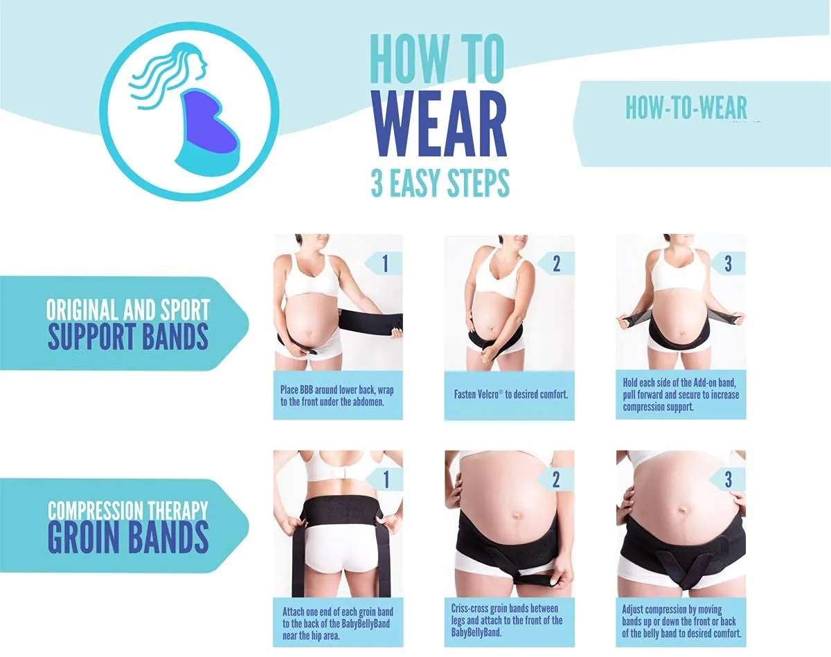 Babybellyband Original 3-in-1 Pregnancy Belly Band with Groin Straps -Sling, Episiotomy, Pelvic Floor Support, Hernia, and Vulvar Varicosities, SPD, Made in USA - For 45” to 50” Hips (Large)