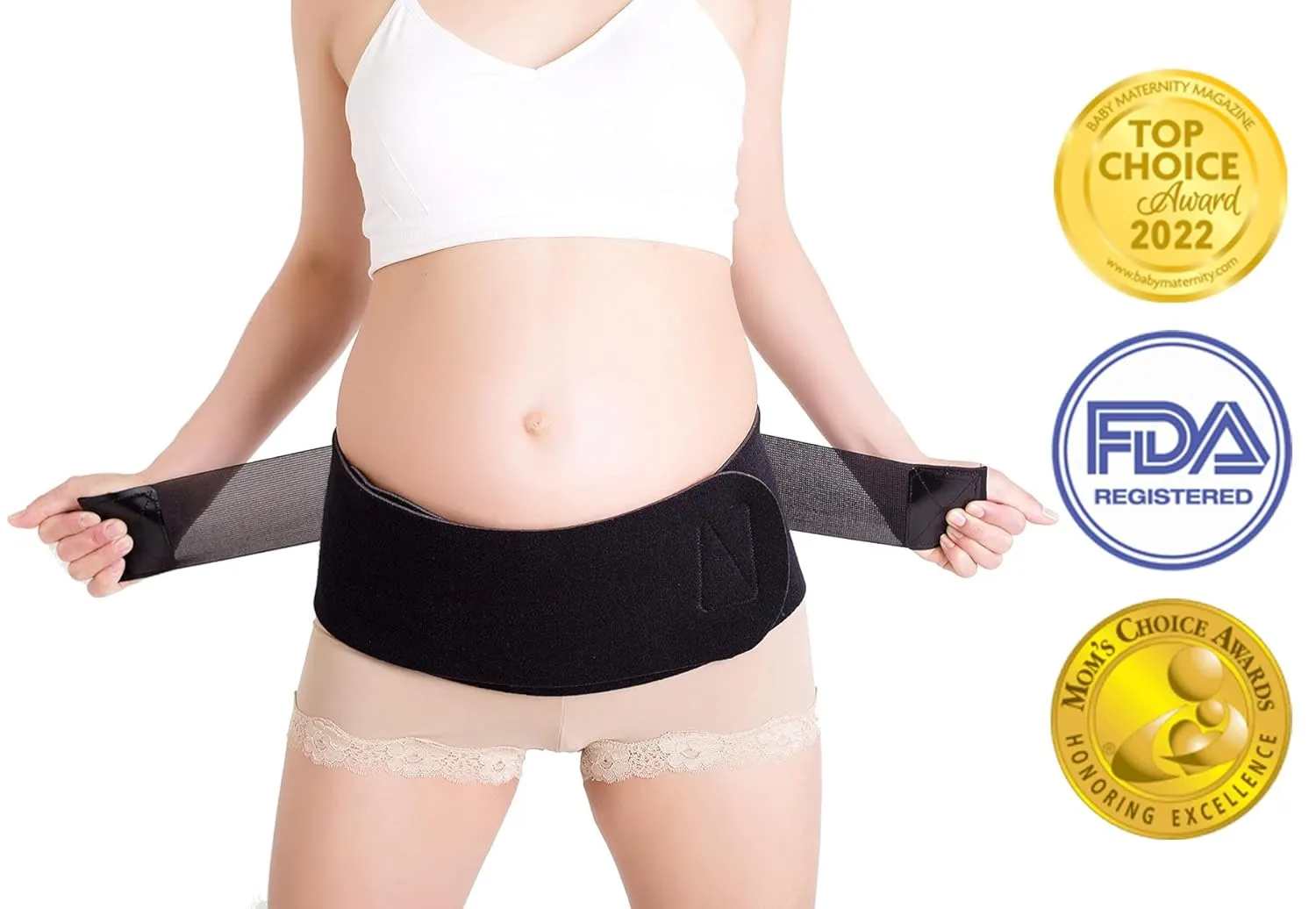 Babybellyband Original 3-in-1 Pregnancy Belly Band with Groin Straps -Sling, Episiotomy, Pelvic Floor Support, Hernia, and Vulvar Varicosities, SPD, Made in USA - For 45” to 50” Hips (Large)